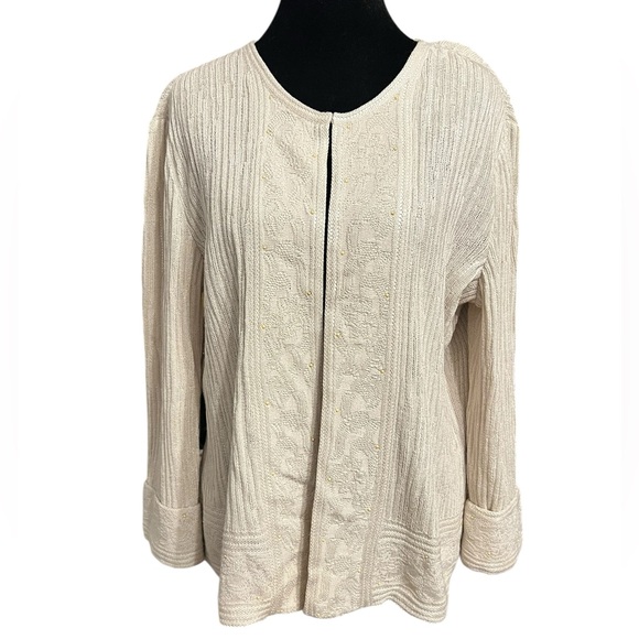 St. John Sweaters - ST. JOHN EVENING Beige Cardigan Wool Blend Womens Size 8